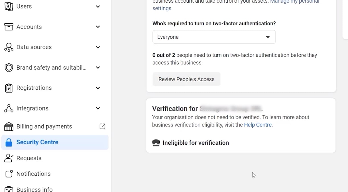 Security Center Screenshot - Verification Button Missing